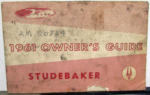 1961 Studebaker Lark 6 & 8 Hawk Owners Manual Guide Original Red Cover
