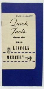 1946 Lincoln Mercury Quick Facts Brochure for Salesmen