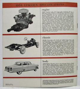 1954 Lincoln Cosmopolitan and Capri Facts Sales Brochure