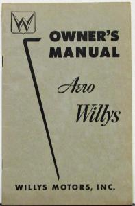 1953 1954 Aero Willys Car Models 675 685 475 Owners Manual Original