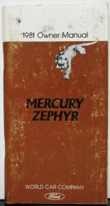 1981 Mercury Zephyr Owners Manual Original