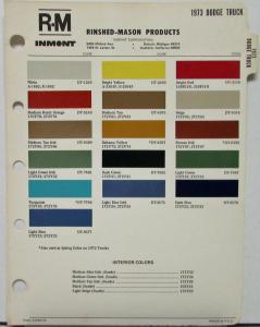 1973 Dodge Truck RM Rinshed Mason Inmont Paint Chips Sheet Original