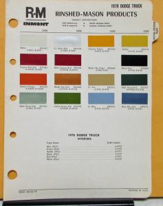 1978 Dodge Truck Paint Chips By R-M Inmont Rinshed-Mason Sheet Original
