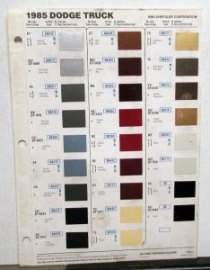 1985 Dodge Truck by Chrysler Color Paint Chips By DuPont Sheet Original