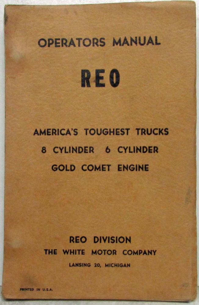 1959 REO Truck 8 and 6 Cylinder Owners Manual Care and Operation Original