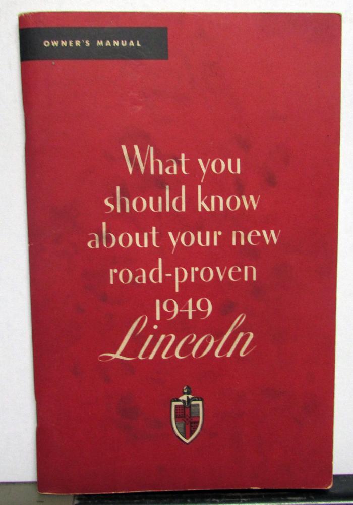 1949 Lincoln Owners Manual Care & Operations Maintenance Original