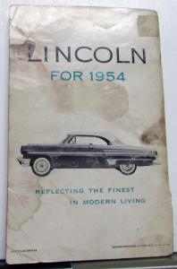 1954 Lincoln Owners Manual Care & Operations Maintenance Original