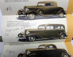 1933 REO Flying Cloud Elite & Standard Coupe Sedan Mailer Sales Folder Original