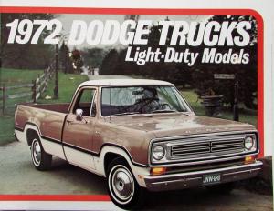 1972 Dodge Adventurer Custom Light Duty Pickup D100 D200 D300 Sales Brochure