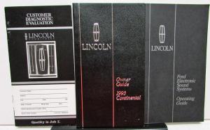 1993 Lincoln Continental Owners Manual Care & Operation Original