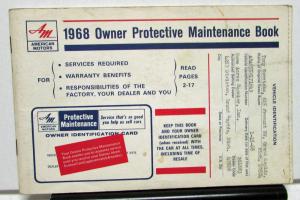 1968 AMC American Motors Owner Protective Maintenance Booklet - Canadian