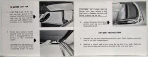 1965 GM Convertible Top Owners Manual Care & Operation Impala Electra Catalina