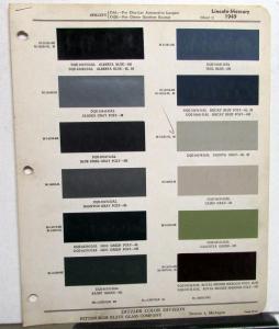1949 Lincoln Mercury Cosmopolitan Color Paint Chips Leaflets Ditzler Original