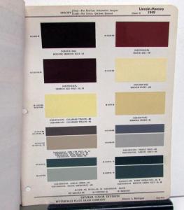 1949 Lincoln Mercury Cosmopolitan Color Paint Chips Leaflets Ditzler Original