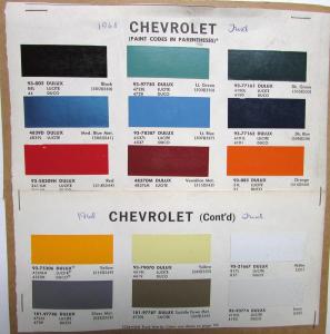 1968 Chevrolet Truck Color Paint Chips Original