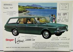 1967 1968 Singer Vogue Estate Car Wagon Rottes Import Color Sales Folder