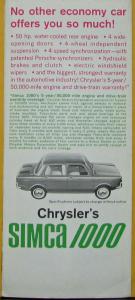 1965 1966 SIMCA 1000 Chrysler Import Sales Folder Original
