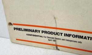 1982 Chevrolet Truck Preliminary Product Info for Dealers Salesman CONFIDENTIAL