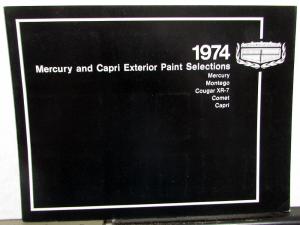 1974 Mercury & Capri Dealer Sales Brochure Exterior Paint Selections Colors