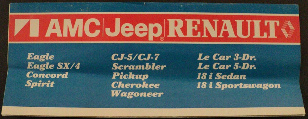1982 AMC Jeep Renault Spirit Le Car CJ7 Scrambler Dealer Accordion Sale Brochure