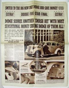 1937 Dodge Five-Star Final Extra Newsprint Sales Brochure