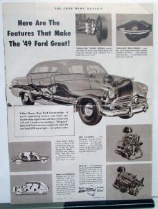 1949 Ford News Graphic Sales Folder Custom Sedan Coupe Wagon Convertible Orig