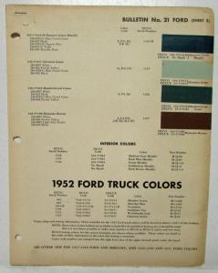 1952 Ford DuPont Paint Chips Bulletin No 21
