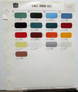 1967 GMC Truck Paint Chip Colors Leaflet