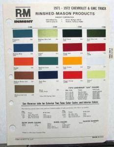 1971 1972 GMC Chevrolet Commercial Truck Colors Paint Chips by RM Original
