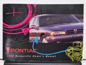 1992 Pontiac Bonneville Operator Owner Manual Original