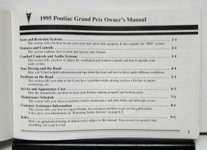 1995 Pontiac Grand Prix Operator Owner Manual Original