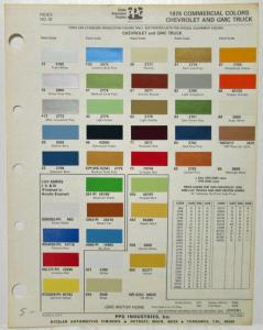 1976 GMC and Chevrolet Truck Commercial Color Paint Chips by Ditzler PPG