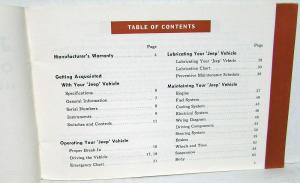 1962 1963 Willys Jeep Gladiator J 200 300 4WD Models Owners Manual Original