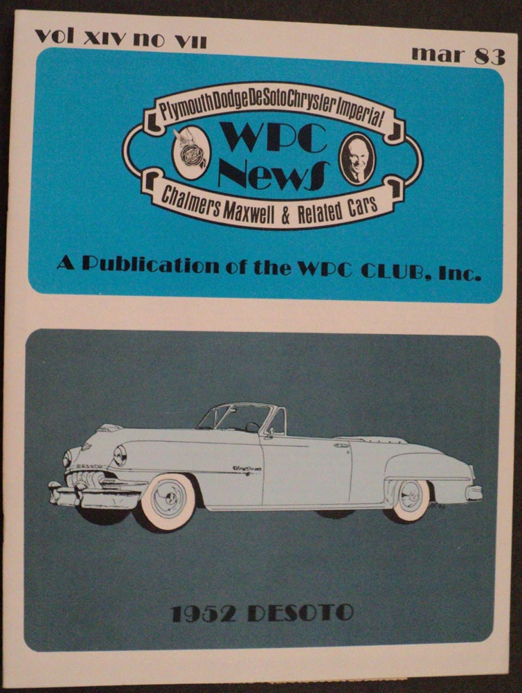 WPC News March 1983 Issue Features 1952 DeSoto Firedome 8 S-15 Deluxe No Shift