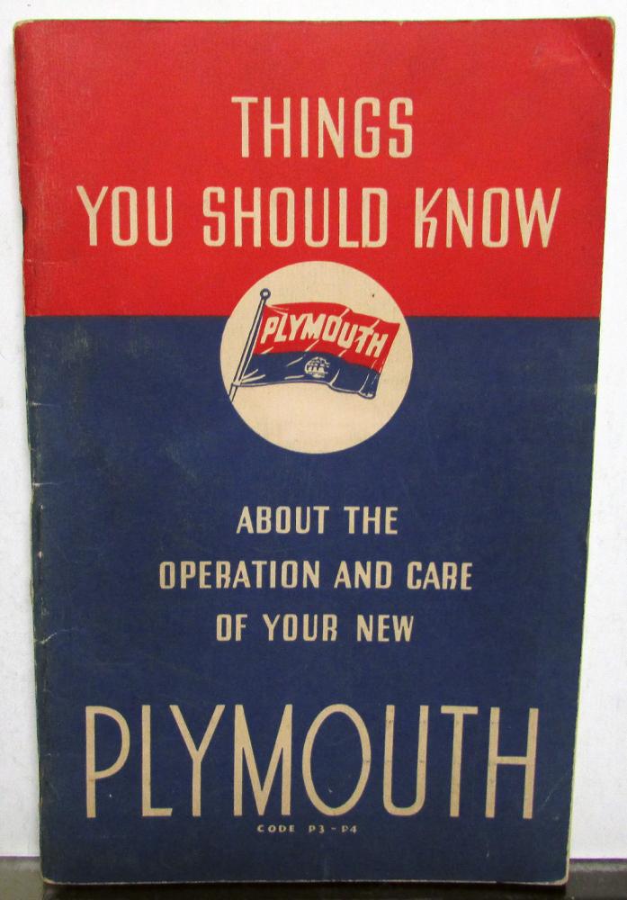 1937 Plymouth P3 P4 Owners Manual Care & Operations Instructions Original