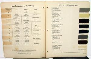 1940 Hudson Color Paint Chips Bulletin No 7 by DuPont Formulas Combinations