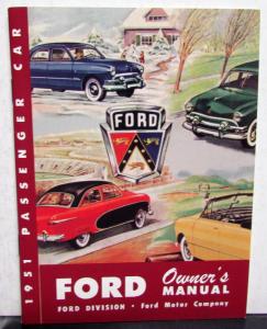 1951 Ford Pass Car 6 Cly V8 Tudor Fordor Deluxe Custom Wagon Owners Manual Repro