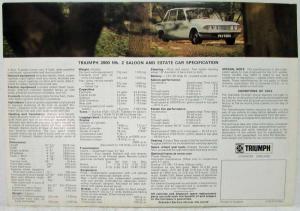 1970 Triumph 2000 Mk 2 Sales Brochure - English Market
