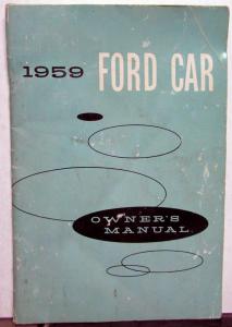 1959 Ford Sunliner Skyliner Wagon Ranchero Owners Operators Manual Original