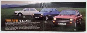 1981 1982 1983 1984 Triumph Acclaim Small Sales Folder White Cover - UK Mkt
