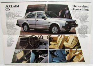 1981 1982 1983 1984 Triumph Acclaim Small Sales Folder White Cover - UK Mkt