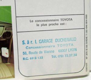 1967 1968 1969 1970 Toyota 1000 Sales Brochure - French Text