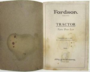 1930 Fordson Tractor Parts Price List