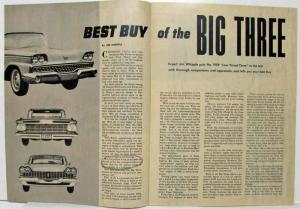 1959 Ford Is Chosen Best Buy Car Life Article Reprint - Canadian