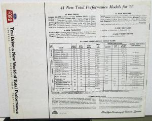 1965 Ford 5 Different Total Performance Cars Sales Brochure Mustang - Canadian