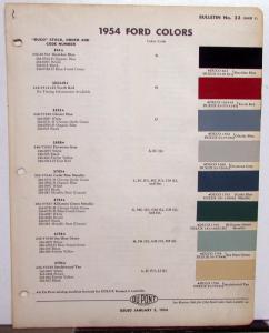 1954 Ford Passenger Cars Dupont Paint Chips