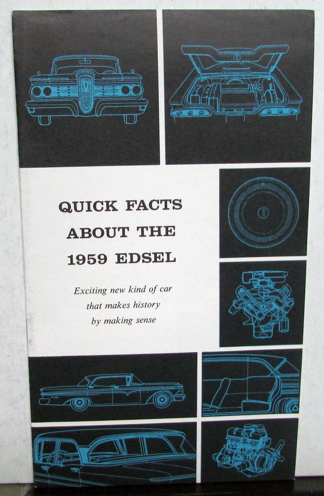 1959 Ford Edsel Corsair Villager Ranger Quick Facts Sales Brochure Original
