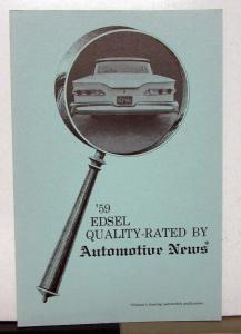 1959 Ford Edsel Quality Rated By Automotive News Sales Brochure Features