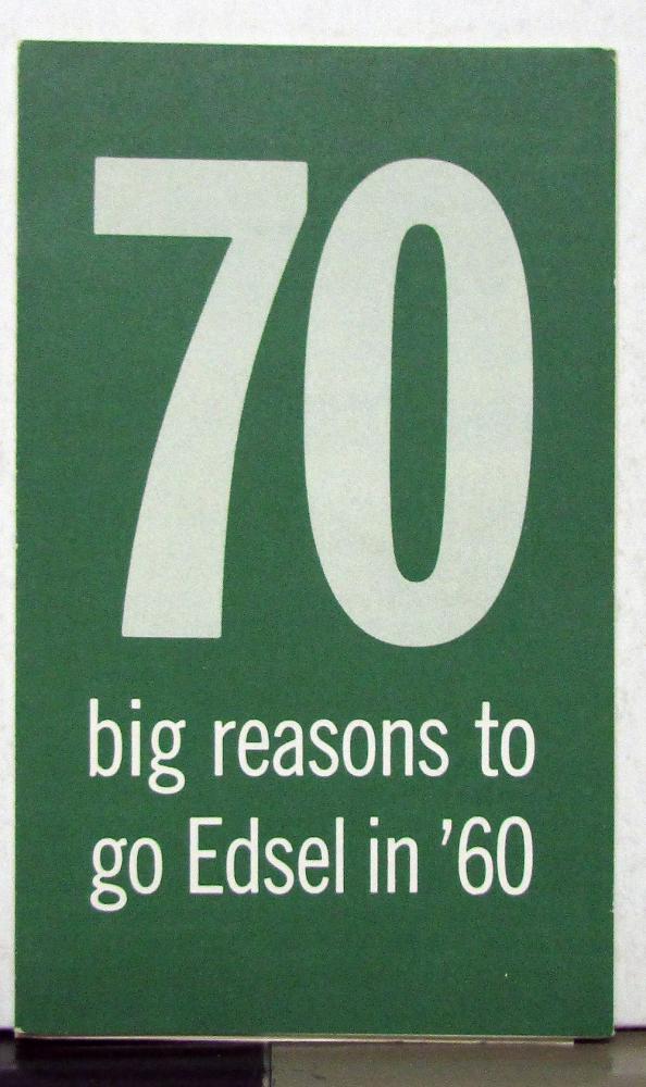 1960 Ford Edsel 70 Big Reasons Sales Folder Original
