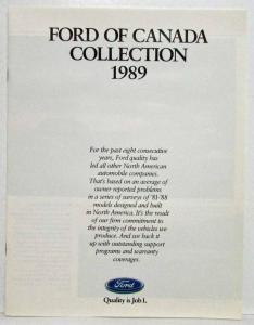 1989 Ford Mercury Lincoln Canada Collection of Cars Sales Brochure - Canadian